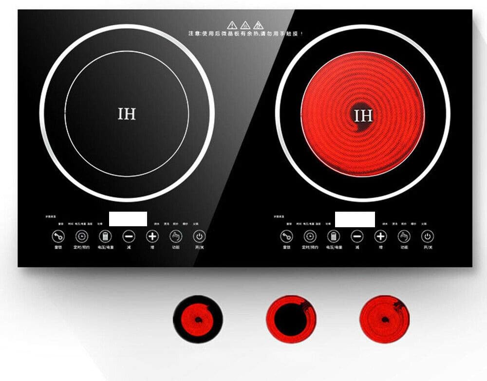 110V 1200W Electric Dual Induction Cooker Hot Plate Rapid Heating Safety Countertop Burner Cooktop