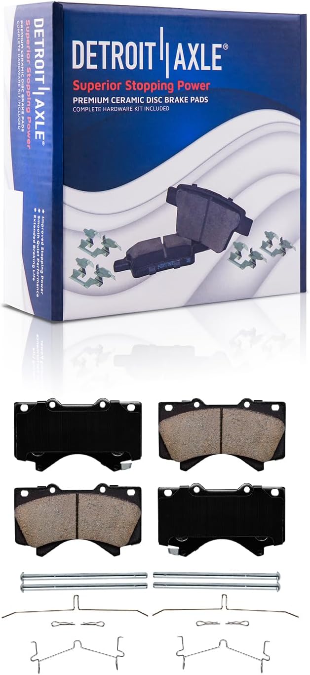 Detroit Axle - Brake Kit for 2008-2021 Toyota Tundra Sequoia, 2016-2021 Land Cruiser Lexus LX570 Disc Brake Rotors and Ceramic Brakes Pads Front and Rear Replacement
