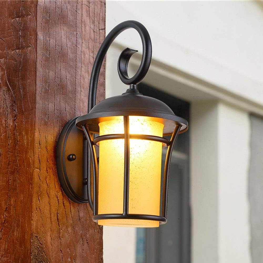 Wall lamp, Traditional Black Wall Sconce Lighting Fixture Waterproof Outdoor IP54 Wrought Iron Wall Lamp Light Retro V-intage Residential Villa Terrace Fence Patio Porch Safety Light E27