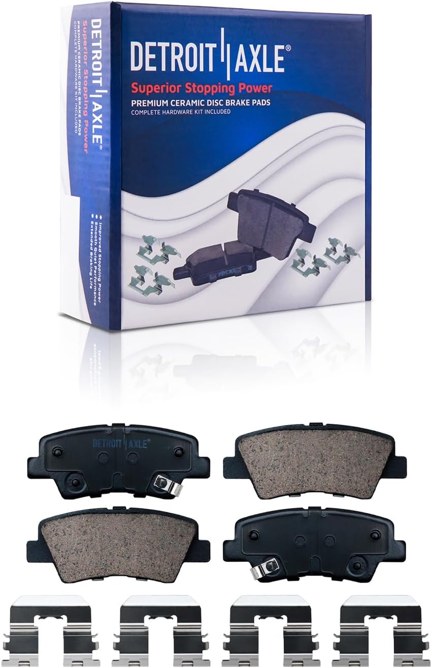Detroit Axle - Brake Kit for 2012-2017 Kia Rio, 11.02' inch Front and 10.32' inch Rear Disc Brake Rotors Ceramic Brakes Pads with Hardware 2013 2014 2015 2016 Replacement