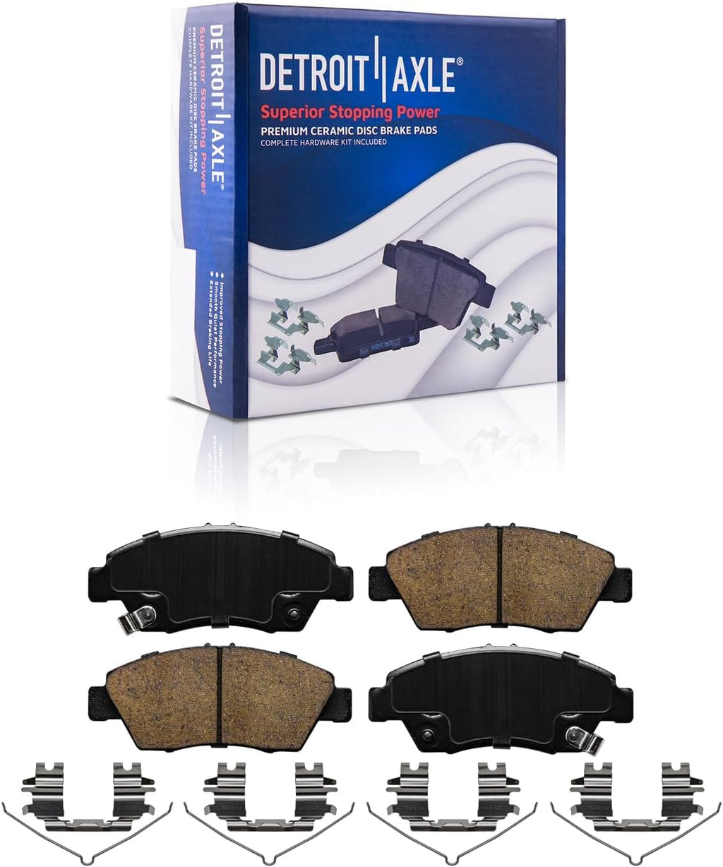 Detroit Axle - Front Drilled Slotted Disc Brake Rotors Ceramic Brake Pads Rear Brake Drums Shoes Replacement for 2009-2013 Honda Fit: 10.32'' inch Front Rotor