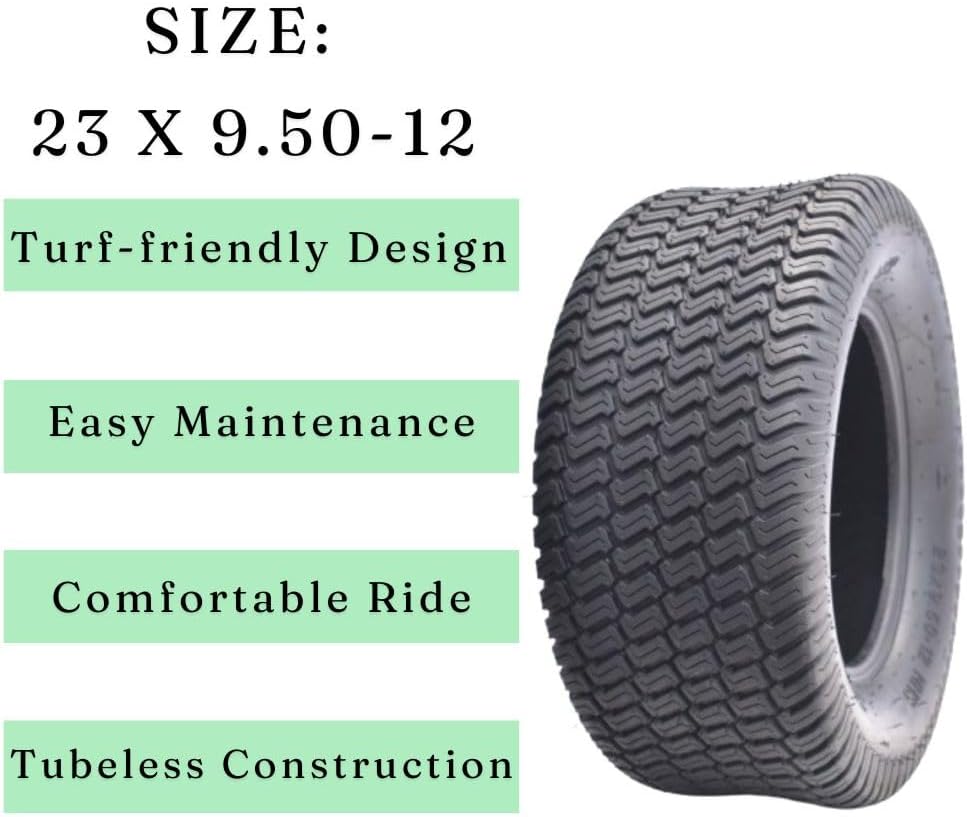 Dayrim 23x9.50-12 Lawn Mower Tires, Set of 2, 4-Ply Tubeless Turf Tread, for Garden Tractor & Riding Mower,Golf Cart Tires