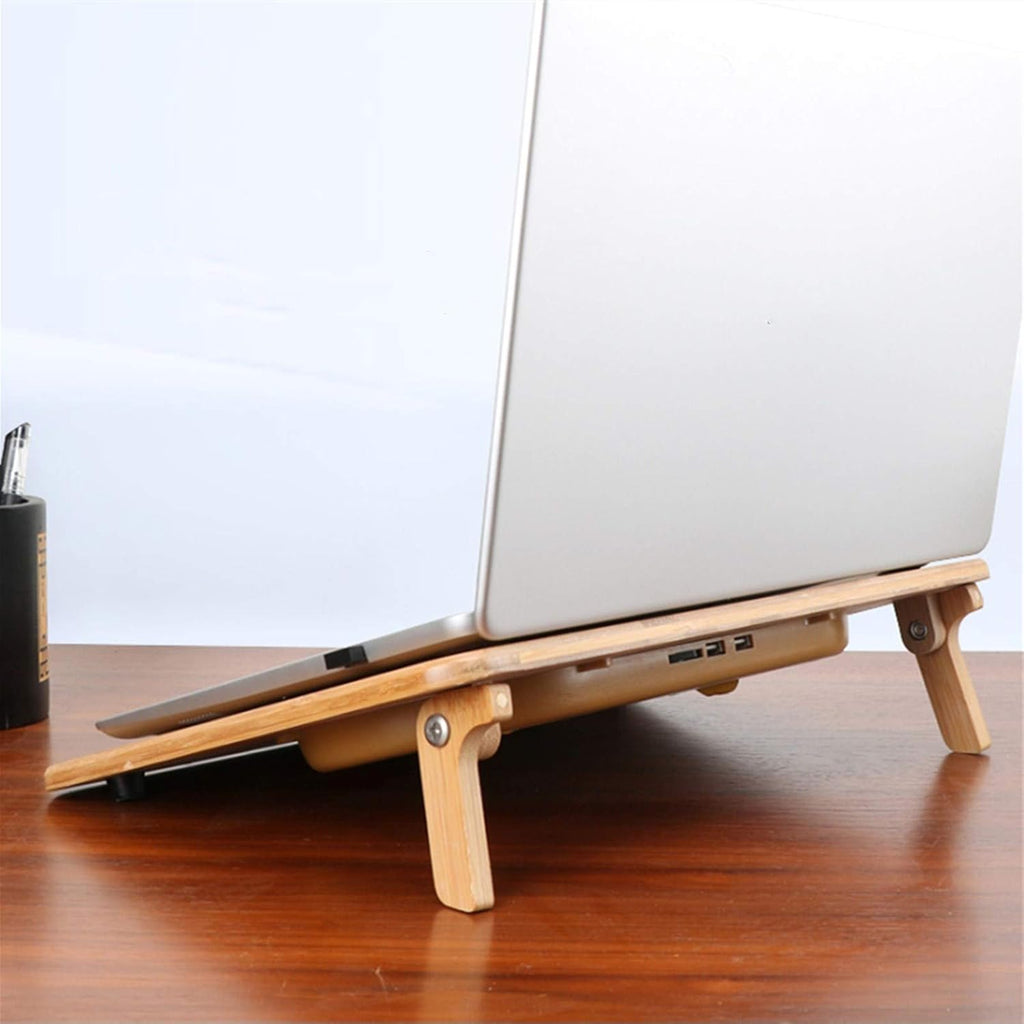 Laptop Cooling Pad Foldable Radiator Cooling Stand with Fans and Bamboo Structure Height and Angle Adjustable for Laptops Between 13' and 17'- Extra USB Port