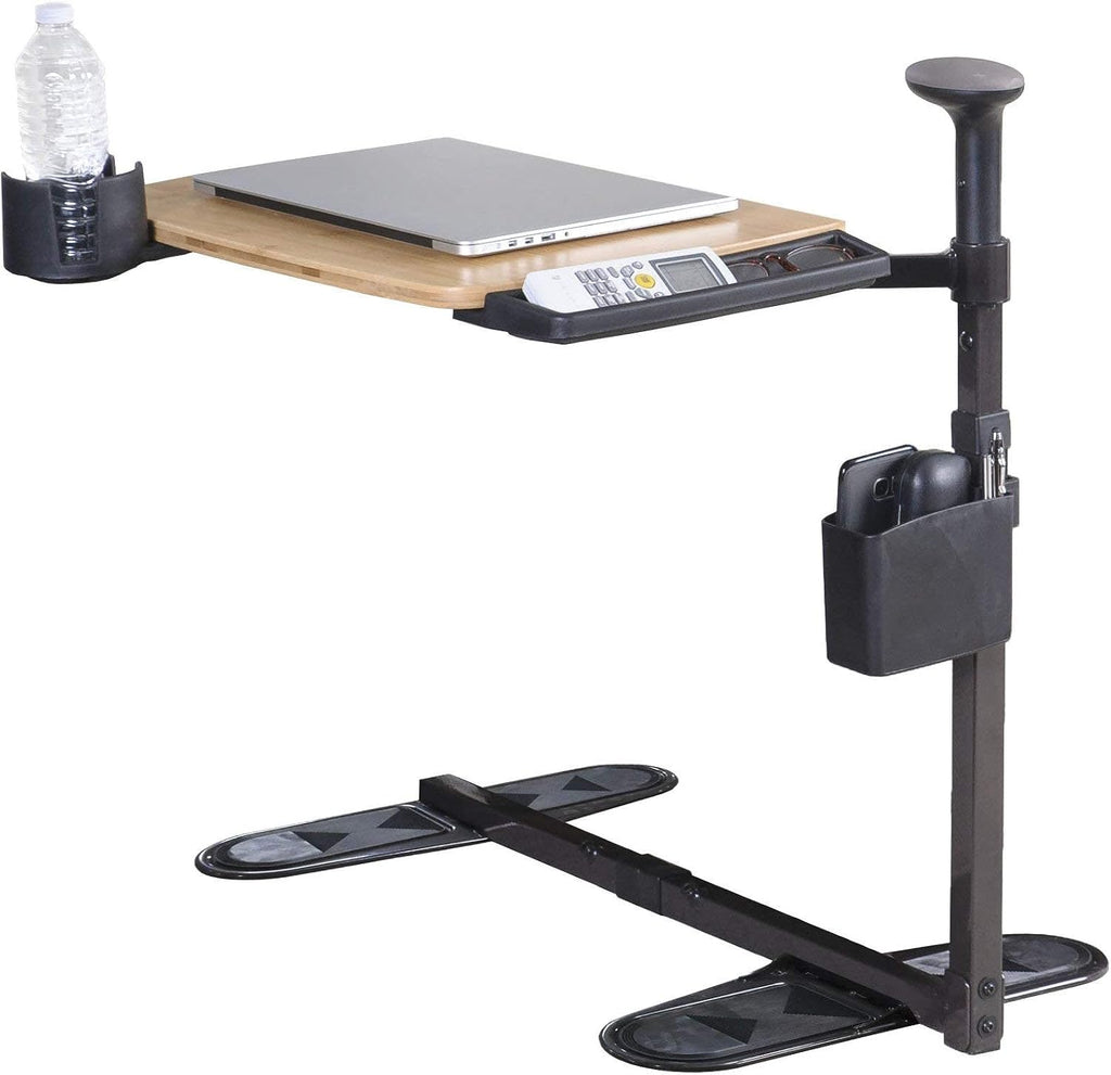 Signature Life Independence Tray Table, Bamboo Swivel TV-Tray, Adjustable Laptop-Table with Ergonomic Stand Assist Safety Handle, Independent Living Aid