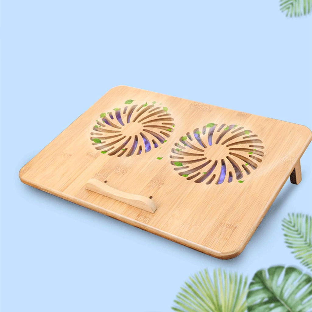 Laptop Cooling Pad Foldable Radiator Cooling Stand with Fans and Bamboo Structure Height and Angle Adjustable for Laptops Between 13' and 17'- Extra USB Port