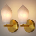 Alabaster Wall Sconces Set of Two, Spanish Marble Wall Lamp, Modern Wall Sconce for Living Room, Hardwired Wall Lighting for Bedroom, Wall Light for Bathroom Hallway Stairs, Gold