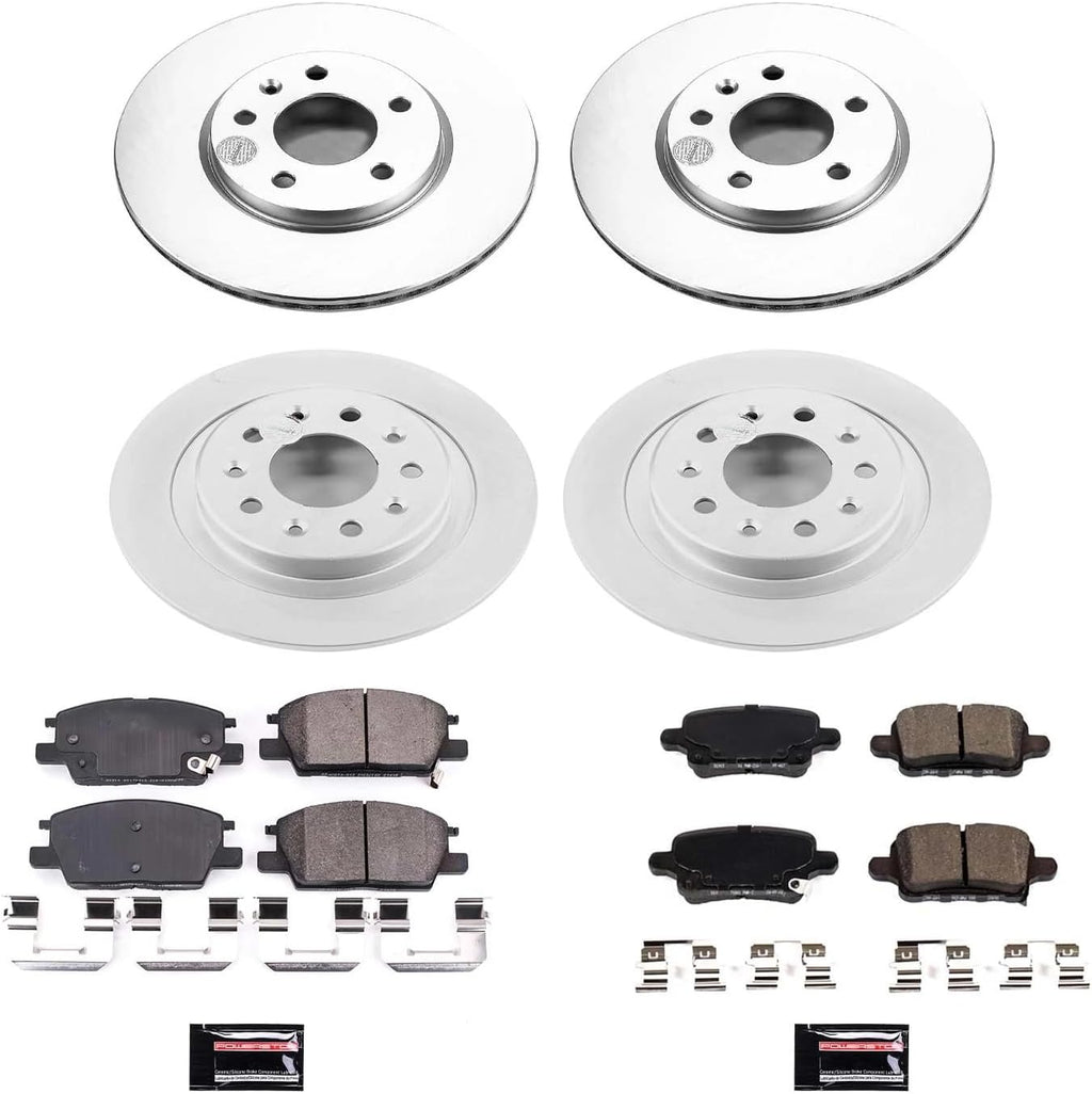 PowerStop Front and Rear Brake Kit for Buick LaCrosse 2019 |Chevrolet Equinox 2018-21 |GMC Terrain 2021 - Fully-Coated Disc Rotors with Z17 Ceramic Brake Pads Replacement, CRK7564