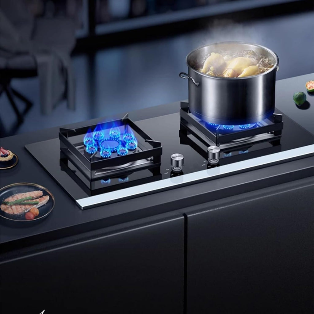 Recessed Gas Stove Cooktop,2 Burners Natural Gas and Propane Stove,Built in Gas Stove Top,with Thermocouple Protection