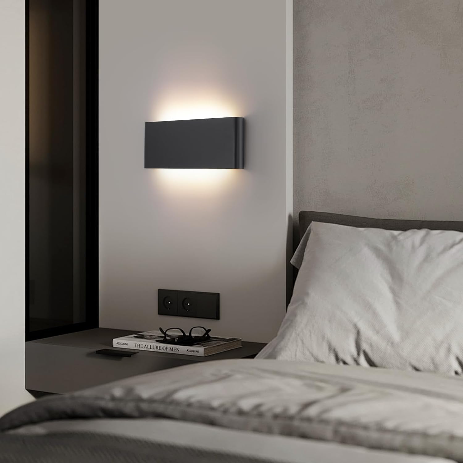 Mille Luckiole 15Inch Bathroom Vanity Mirror Light,5-in-1 CCT 3000K/3500K4000K/5000K/6500K Selectable Hallway LED Wall Light,Modern LED Sconce Wall for Stairwell,Bedroom,20W Black 4 Pack Led Wall Lamp