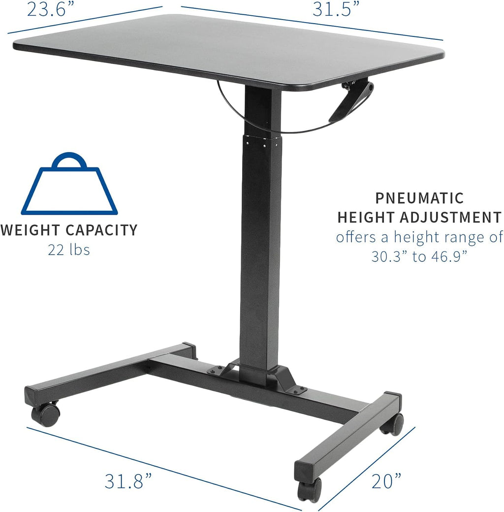 VIVO Mobile 32 inch Sit Stand Laptop Cart, Height Adjustable Rolling Podium, Locking Wheels, Black, CART-V07B