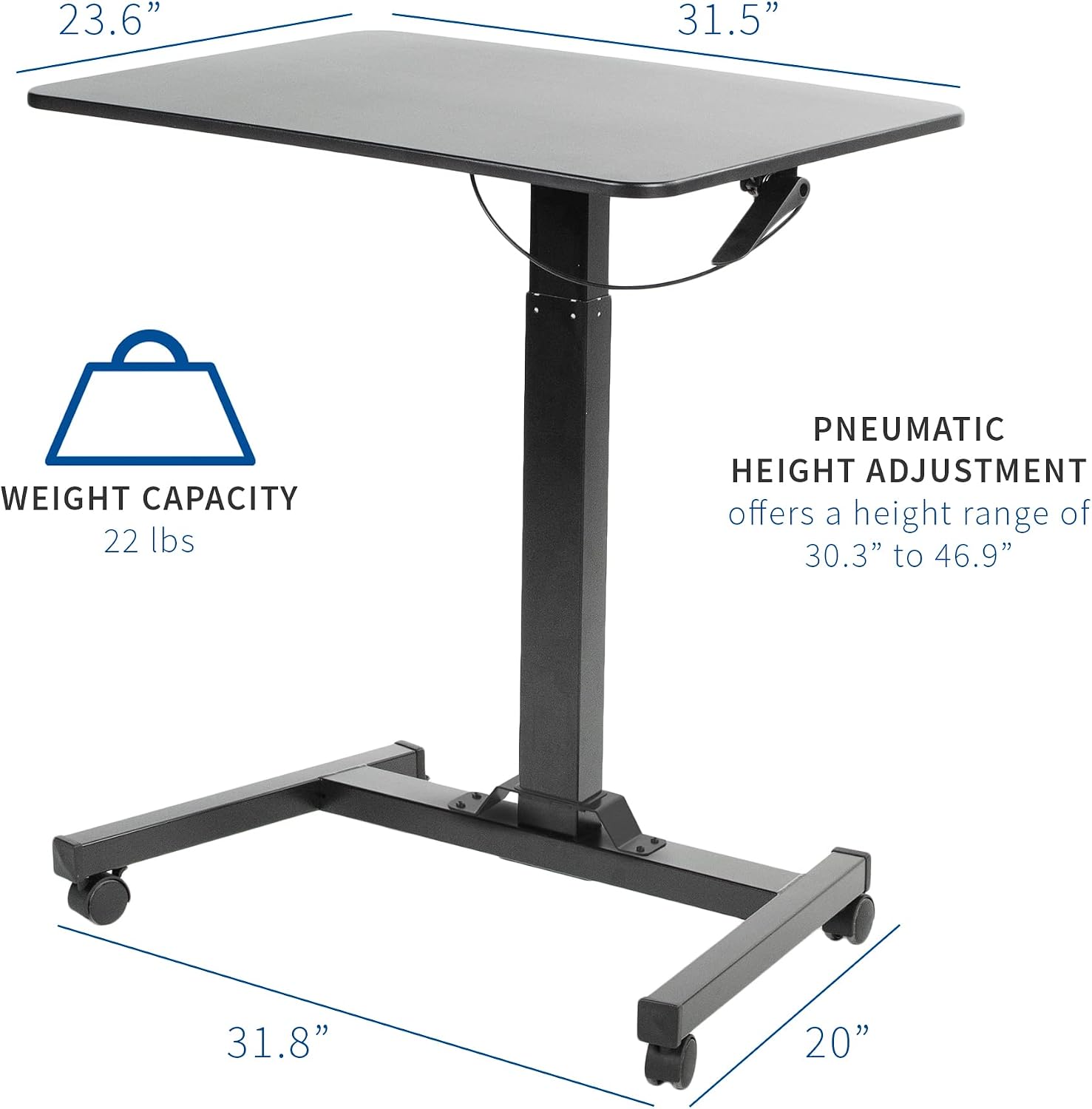 VIVO Mobile 32 inch Sit Stand Laptop Cart, Height Adjustable Rolling Podium, Locking Wheels, Black, CART-V07B