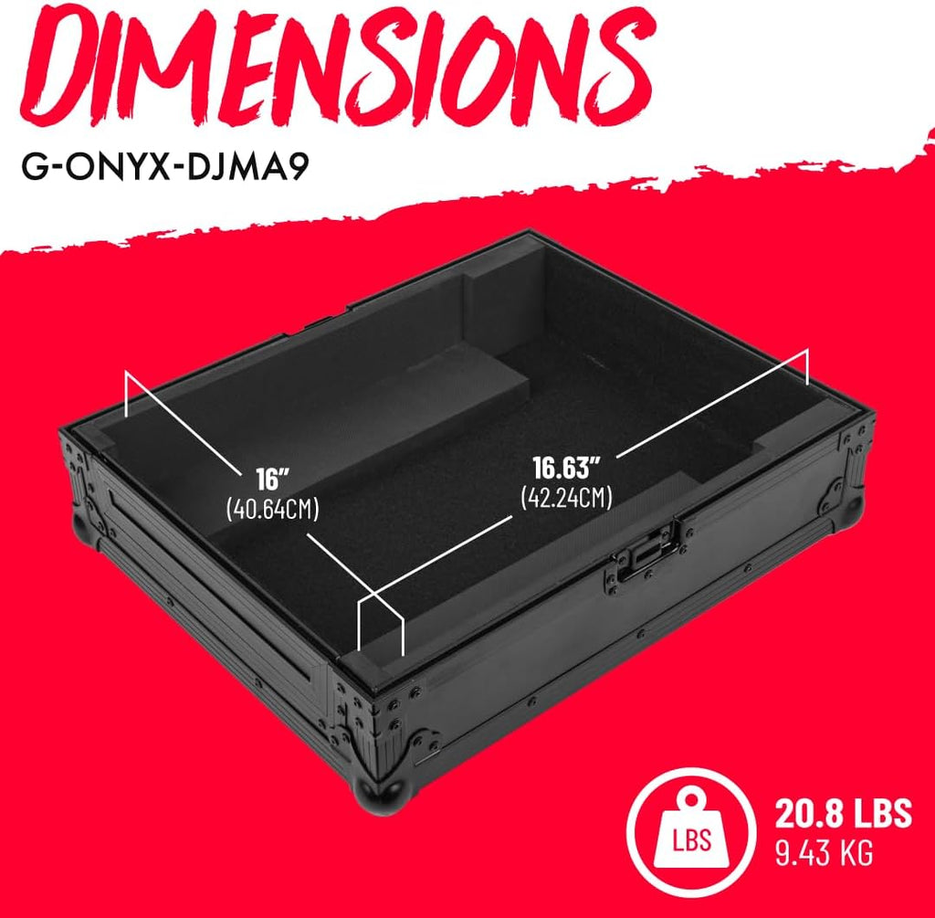 Gator Cases ONYX Series Flight Case for Pioneer DJ DJM-A9 DJ Mixer with Removable Front Pannel, (G-ONYX-DJMA9)
