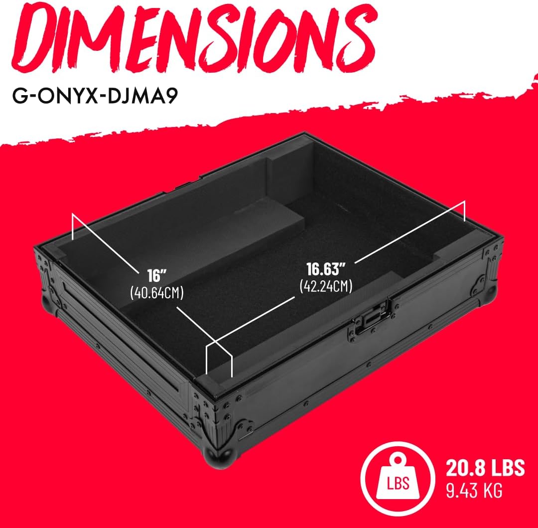 Gator Cases ONYX Series Flight Case for Pioneer DJ DJM-A9 DJ Mixer with Removable Front Pannel, (G-ONYX-DJMA9)