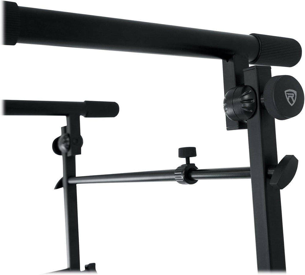 Rockville Bundle: RKS42X 2-Tier X-Stand Keyboard or DJ Stand w Quick Release Mechanism! Bundle with KS2 Shelf For Z-Stand or X-Stand - Turns Keyboard Stands Into DJ Table (2 Items)
