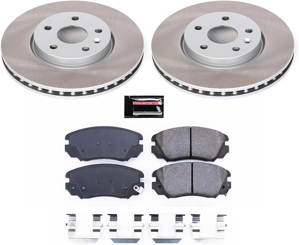 PowerStop Front Brake Kit for Buick Allure 2010 |LaCrosse 2010-16 |Regal 2011-17 |Chevrolet Equinox 2010-17 |Impala 2014-20 - Ceramic Brake Pads + Semi Coated Rotors Replacement, SC5334