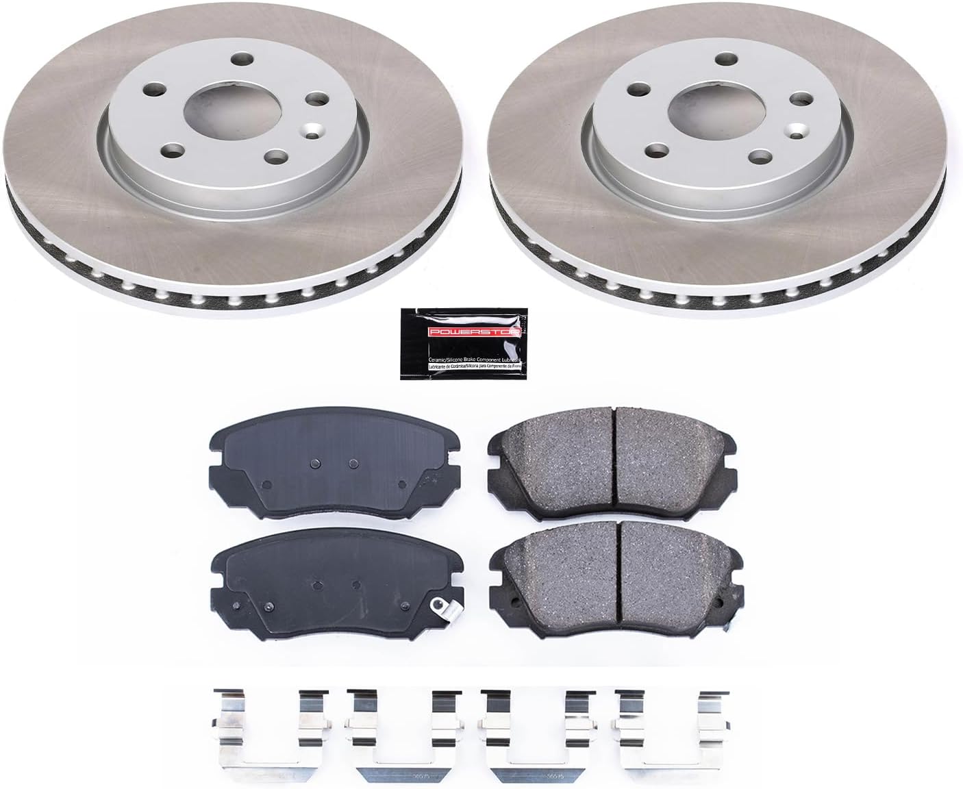 PowerStop Front Brake Kit for Buick Allure 2010 |LaCrosse 2010-16 |Regal 2011-17 |Chevrolet Equinox 2010-17 |Impala 2014-20 - Ceramic Brake Pads + Semi Coated Rotors Replacement, SC5334
