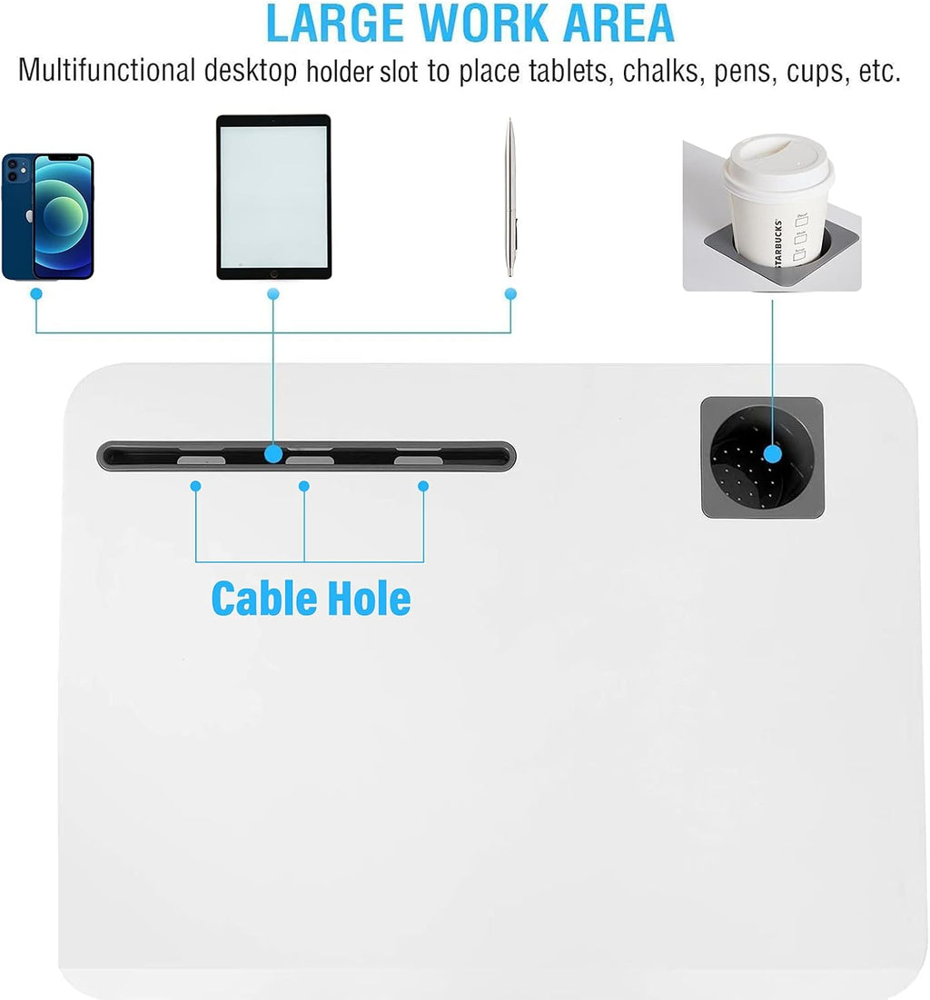 Lipo Mobile Sit Stand Desk - Height Adjustable Standing Laptop Desk Cart Rolling Couch Table on Wheels White Workstation with Gas Spring Riser for Home Office Classroom