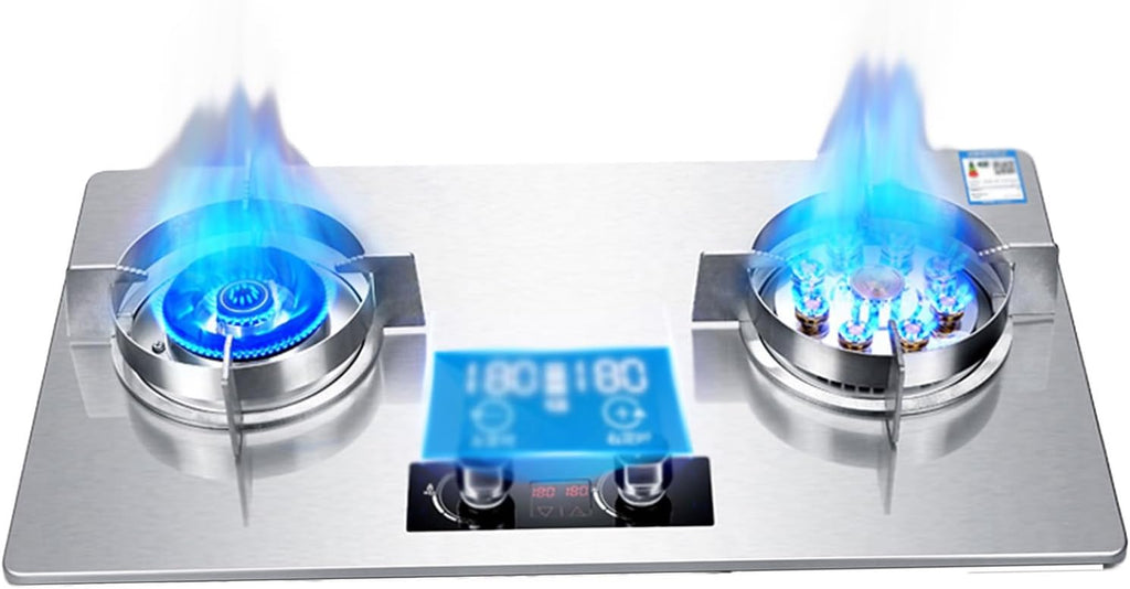 Tempered GlassGas Cooktop,Desktop/Built-in Gas Cooktop 2 Burners,Timed Off,Flameout Protection,Suitable for Apartments,Indoor 24566 BTU (Size : NG)