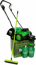 Complete Artificial Turf Care Kit – Includes Cordless Battery Powered Turf Power Sweep Artificial Turf Sweeper, Turf Animal Pro-Strength Odor Remover Starter Kit & Turf Static Sweep Detail Edger Broom