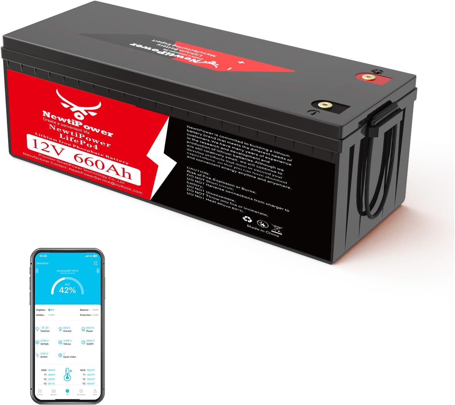 12V 660Ah LiFePO4 Battery Small Size, 8.4KWh Lithium Battery with 250A BMS, Up to 10000+ Rechargeable Cycles, Perfect for RV Camping, Trolling Motor, Solar Power Storage (12V*660Ah)