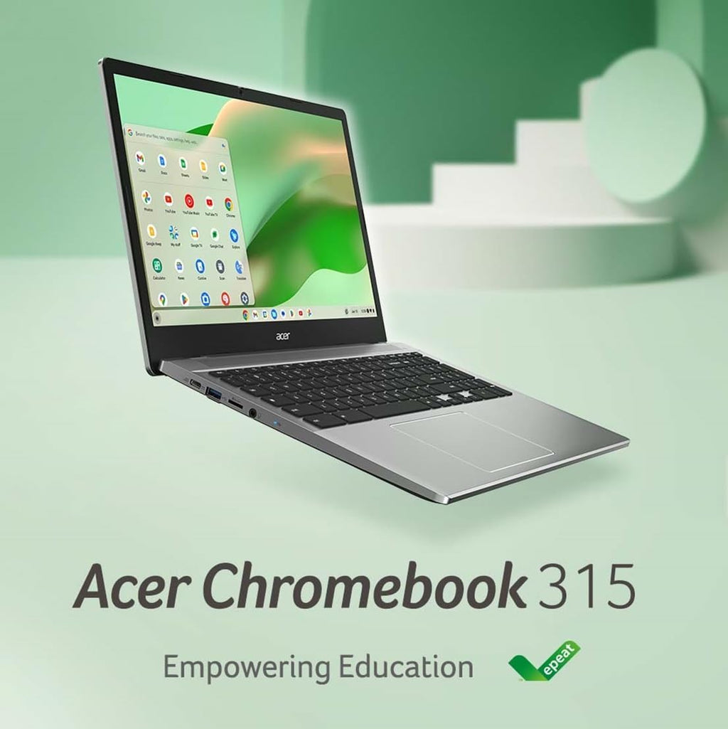 acer Chromebook 315 CB315-5H-C7KX Laptop | Intel Processor N100 | 15.6' Full HD (1920 x 1080) IPS Display | 4GB LPDDR5 | 128GB eMMC | Intel Wireless Wi-Fi 6E AX211 | Chrome OS | Sparkly Silver