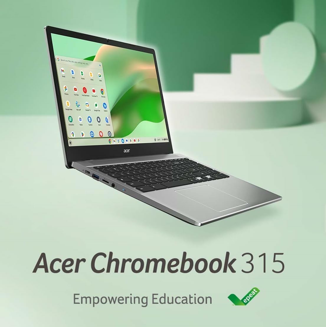 acer Chromebook 315 CB315-5H-C7KX Laptop | Intel Processor N100 | 15.6' Full HD (1920 x 1080) IPS Display | 4GB LPDDR5 | 128GB eMMC | Intel Wireless Wi-Fi 6E AX211 | Chrome OS | Sparkly Silver