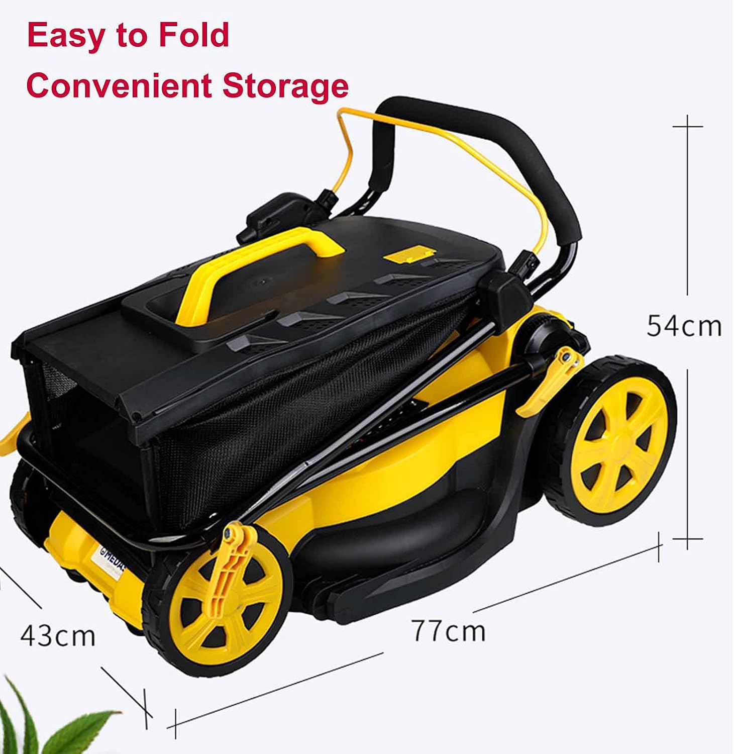 Electric Rotary Lawn Mower, 40cm Cutting Width, 40V Cordless Lawnmower with Battery and Charger, 45L Grass Box, Folding Push Lawn Trimmer