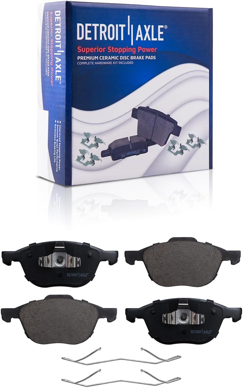 Detroit Axle - 8pc Brake Kit for 2012-2013 Volvo C30 2004-2011 S40, Drilled Slotted Disc Brake Rotors Ceramic Brake Pads Replacement : 10.94' inch Front and 11.02' inch Rear Rotor