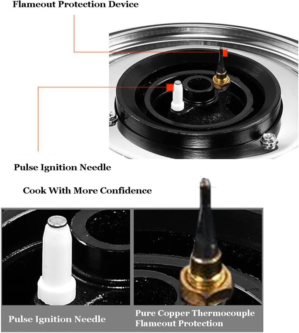 Gas Stove 2 Burners, Built-in Gas Cooktop, Tempered Glass Ignition Camping Dual Burner LPG/Natural Gas, 4.5kW/4.8kW (Size : LPG)