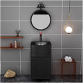 17 Inch Small Bathroom Vanity with Sink, Free Standing Sink Cabinet, Industrial Style Wrought Iron Bathroom Vanity Unit & Basin Sink with Drain and Hot and Cold,Black-with Mirror