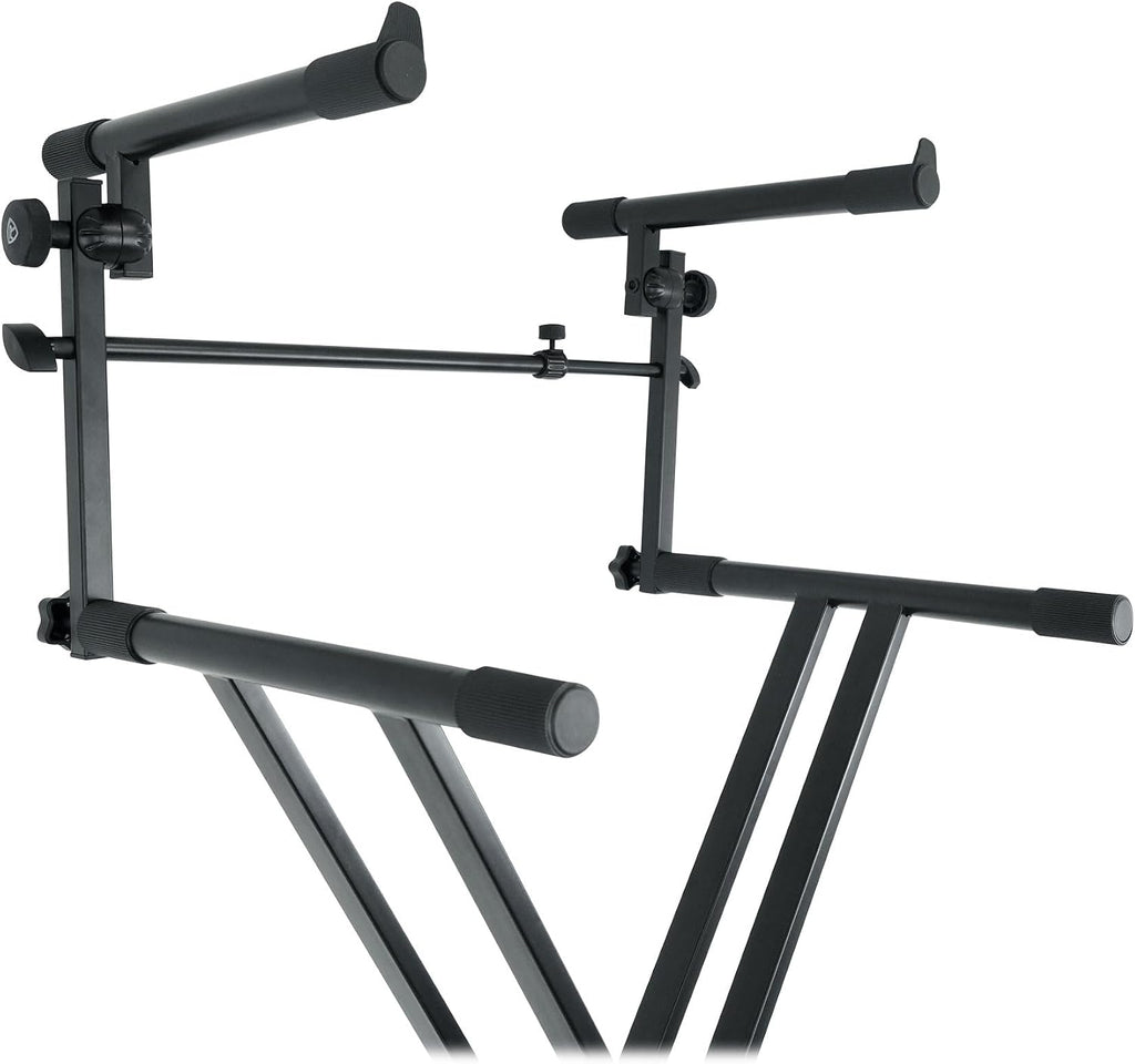 Rockville Bundle: RKS42X 2-Tier X-Stand Keyboard or DJ Stand w Quick Release Mechanism! Bundle with KS2 Shelf For Z-Stand or X-Stand - Turns Keyboard Stands Into DJ Table (2 Items)