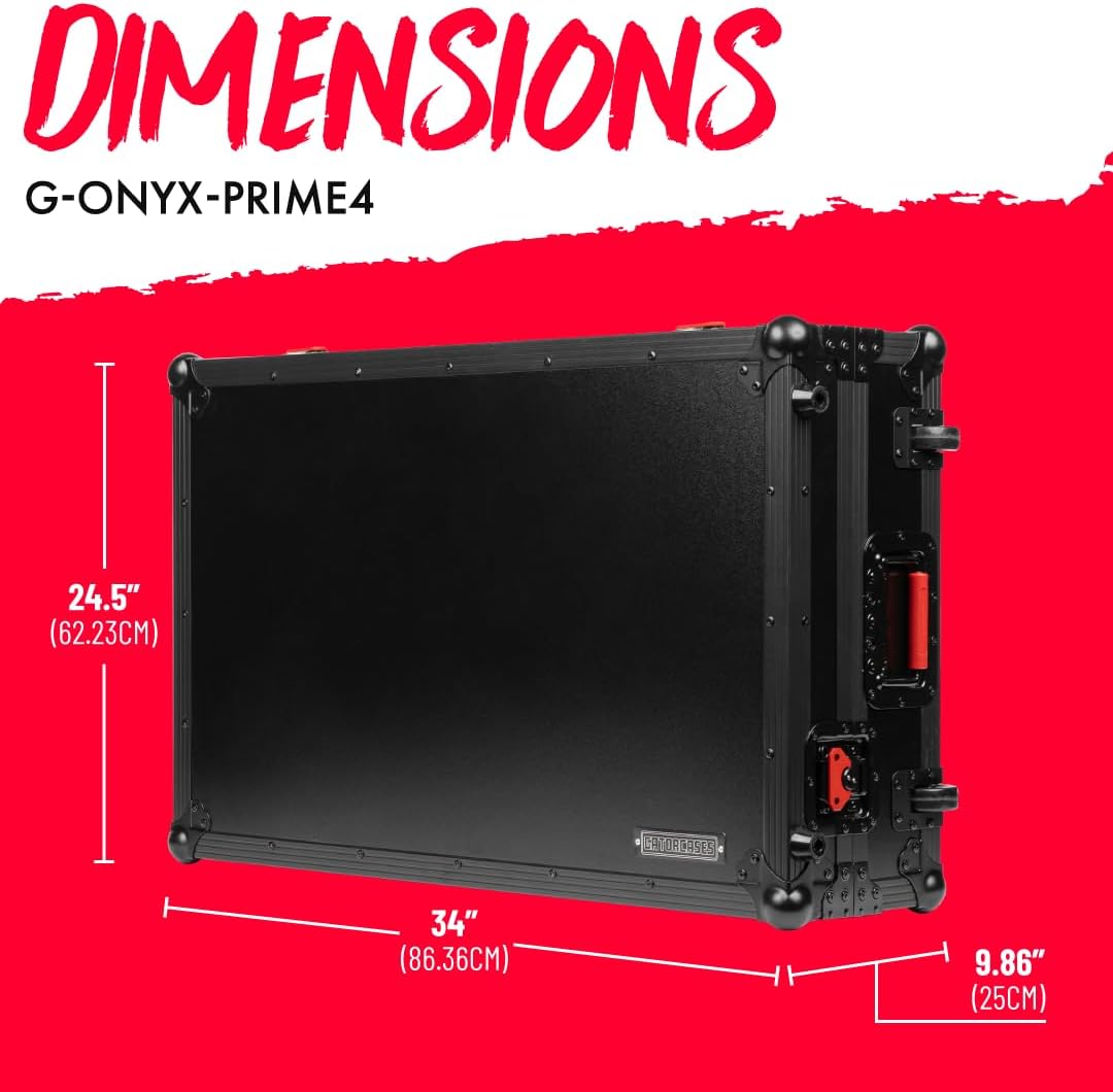 Gator Cases ONYX Series Flight Case for Denon DJ Prime 4 and Prime 4+ DJ Controller, (G-ONYX-PRIME4)