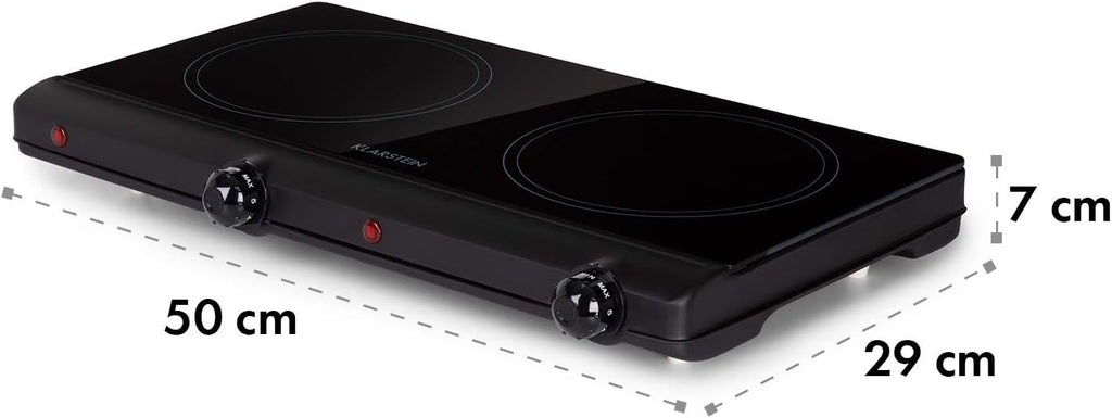 Klarstein 2 x 2400 W built-in ceramic hob, 2-burner hob, ceramic hob, ceramic hob, ceramic hob, stainless steel electric hob