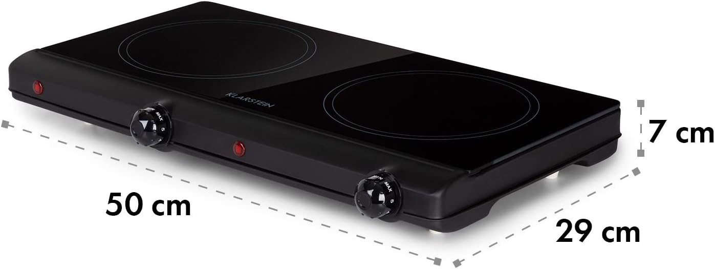 Klarstein 2 x 2400 W built-in ceramic hob, 2-burner hob, ceramic hob, ceramic hob, ceramic hob, stainless steel electric hob