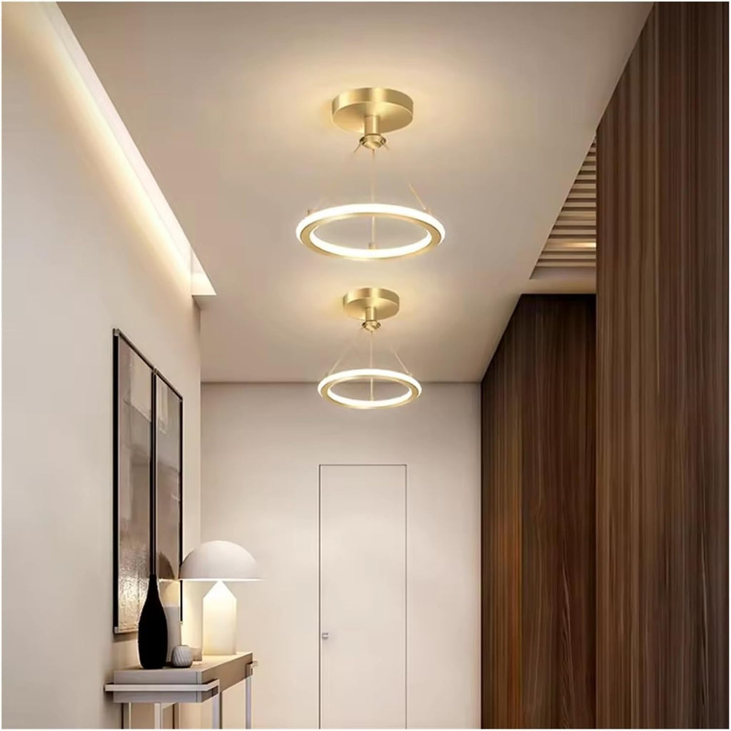 Modern LED Chandelier Lights Energy Saving Wrought Iron Chandelier Circle Ceiling Hanging Lamp Kitchen Bedroom Lighting Fixture(Gold)