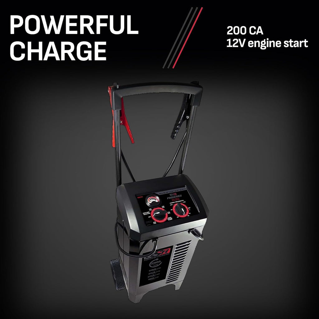Schumacher Electric DSR ProSeries 12V / 24V Battery Charger - Heavy Duty 200A Manual Battery Charger & Engine Starter - Car, Truck & SUV Compatible - 135-Minute Timer & Amperage Control - DSR140