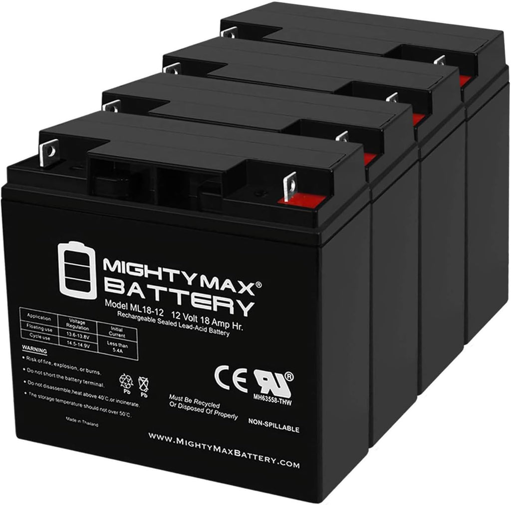 Mighty Max Battery ML18-12 - 12V 18AH Replacement Battery for DR Power Field Mower 10483 104837-4 Pack