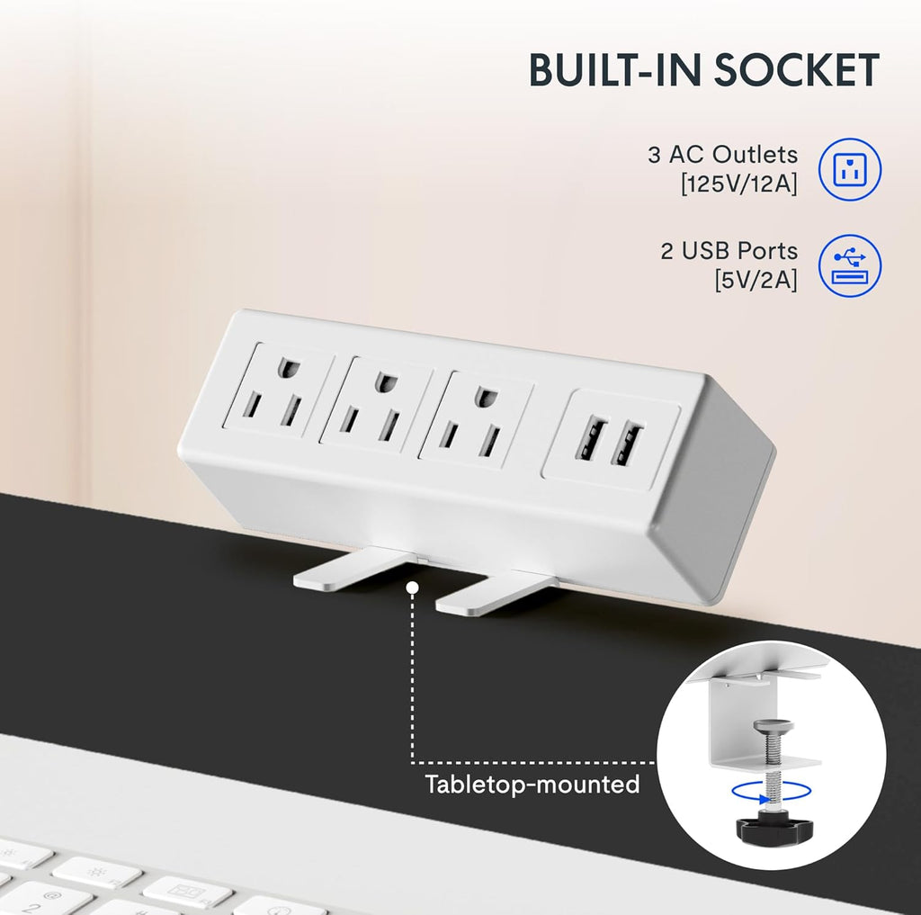 FLEXISPOT EN2 Whole-Piece Standing Desk with Clamp Power Strip, 48 x 30 Electric Stand Up Height Adjustable Desk with Cable Management (White Frame + 48' Marble Gray Top, 2 Packages)