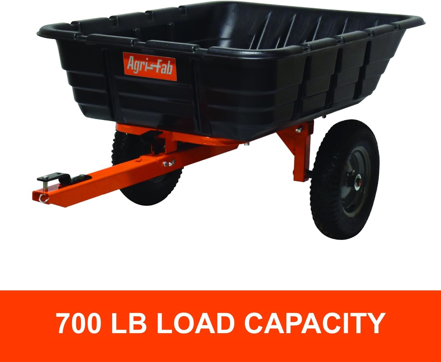 Agri-Fab 45-0573 700 lbs Tow Behind Poly Dump/Swivel Cart; Lawn & Garden Cart/Trailer for Lawn Mowers, 16' Pneumatics Tires, Easy to Use Foot Dumping Mechanism