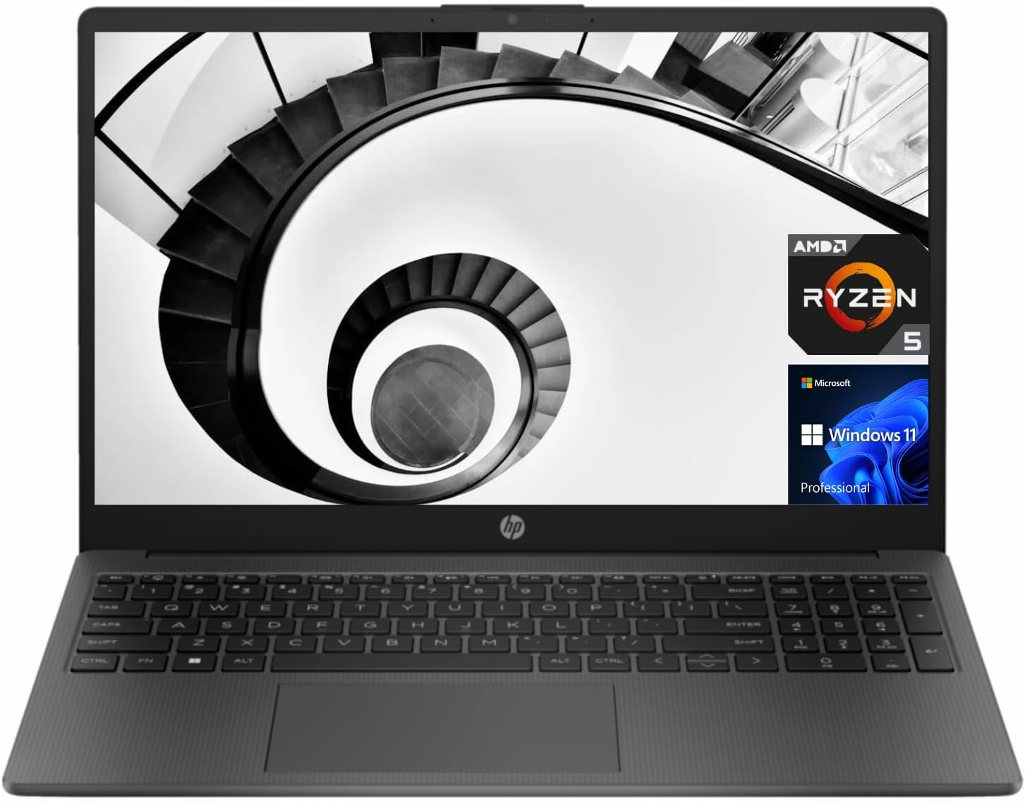HP 255 G10 Business Laptop, 15.6' FHD Display, AMD Ryzen 5 7530U, 32GB RAM, 1TB PCIe SSD, Numeric Keypad, Webcam, HDMI, Wi-Fi 6, Windows 11 Pro, Grey