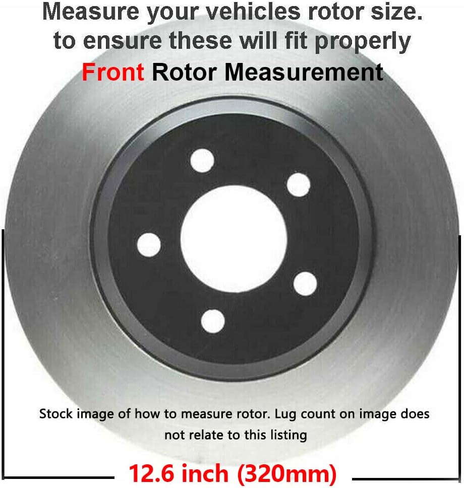 Detroit Axle - Brake Kit for AWD 07-10 Ford Edge Lincoln MKX Drilled Slotted Disc Brake Rotors Ceramic Brakes Pads 2007 2008 2009 2010 Replacement 12.60' inch Front Rotors