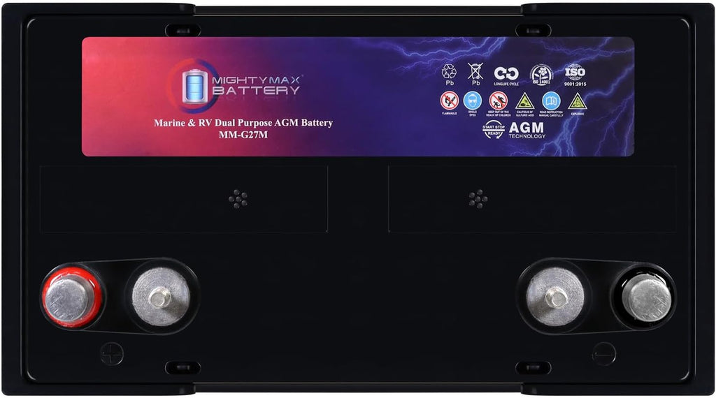 Mighty Max Battery MM-G27M, 12V 100Ah, Group Size 27M Deep-Cycle Marine AGM, Dual-Purpose Starting & Deep Discharge, 800 CCA, 850 MCA, 170 RC, Spill-Proof Maintenance-Free Battery