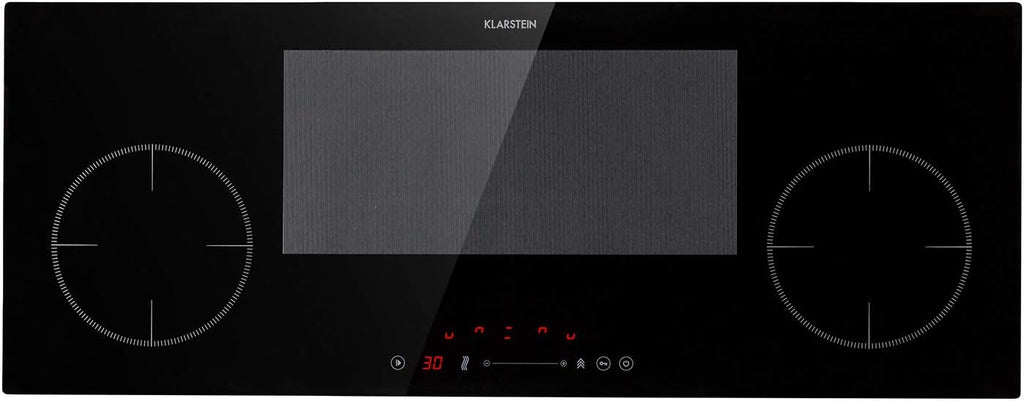 Klarstein Delicatessa 90 Slim Induction Hob Self-Sufficient, Built-In Flex Zone 90 cm, 4 Zones, 7000 W, 9 Power Levels, Booster, Pan Detection, Timer, Glass Ceramic, Hob, Black