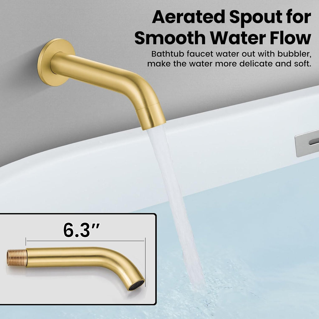 Airuida 3-Function Rain Shower System Set – Wall Mount Tub Shower Combo with Handheld Shower and Tub Spout,8 Inch Shower Head,Brushed Gold