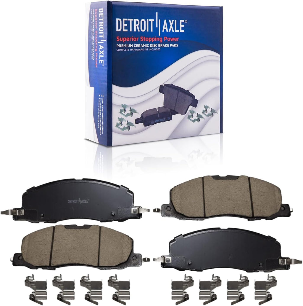 Detroit Axle - 8pc Brake Kit for 2020 2021 2022 2023 2024 2025 Lincoln Aviator Drilled and Slotted Disc Brake Rotors Ceramic Brakes Pads Replacement: 13.58' inch Front and 13.78' inch Rear