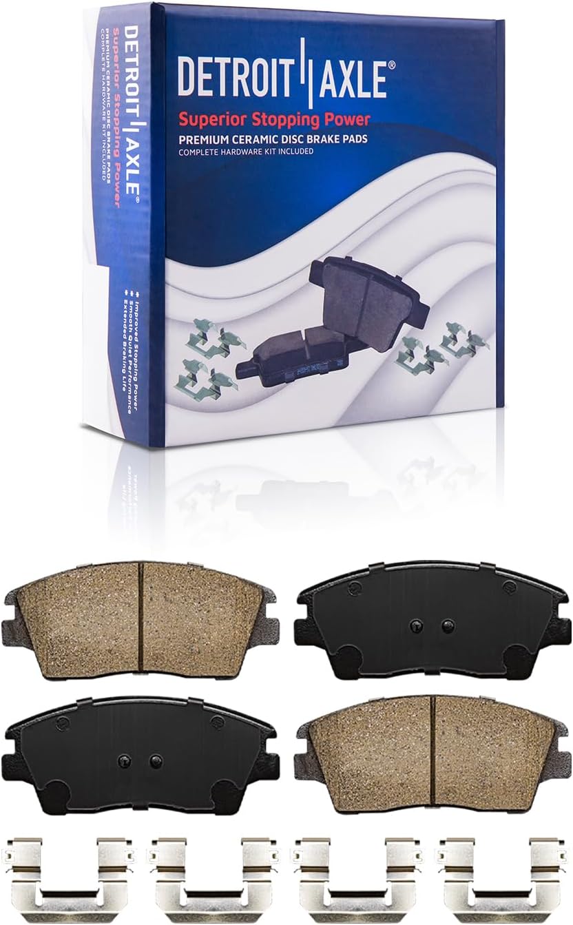 Detroit Axle - Brake Kit for 2017 2018 2019 2020 Hyundai Elantra, Drilled and Slotted Disc Brake Rotors Ceramic Brakes Pads Replacement : 12.00' inch Front and 10.31' inch Rear Rotor