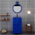 Small Bathroom Vanity with Sink - Industrial Style Free Standing Sink Cabinet and Wrought Iron Vanity Unit with Basin Sink, Drain, and Faucet for Hot and Cold Water,Blue-with Mirror