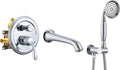 DASAN Antique Wall Mount Tub Filler Faucet with Hand Held Shower, Chrome Bathtub Faucet with Sprayer Wall Mounted Roman Bath Tub Faucet Set with High Flow Rough in Valve, AT201TF-CH