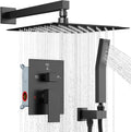 Shower Faucet Set Shower System, STARBATH 10' Wall Mount Rain Shower Head and Handheld Spray for Two Person, Rainfall Shower System with Diverter Valve and Trim Kit Complete,Matte Black