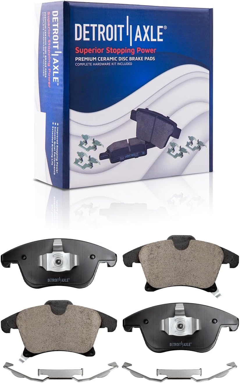 Detroit Axle - Brake Kit for 2013-2016 Ford Fusion Lincoln MKZ, Drilled Slotted Disc Brake Rotors 2014 2015 Ceramic Brakes Pads Replacement: 11.81' inch Front and 11.89' inch Rear Rotor